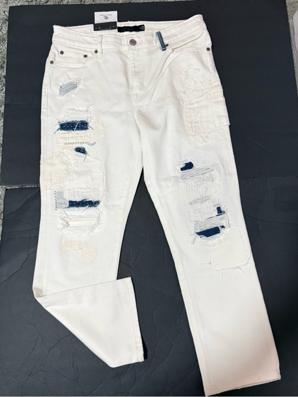 Lauren Ralph Lauren Jeans Womens 10 Distressed Patchwork Straight Mid Ankle NWT